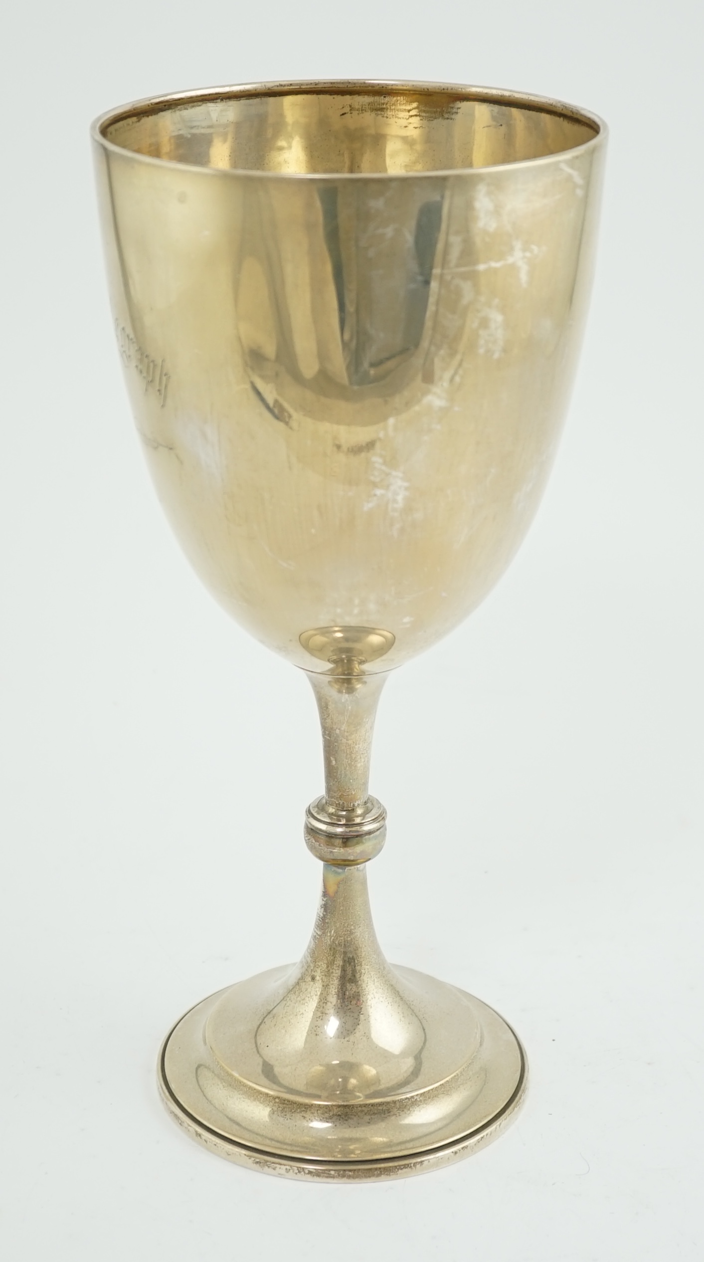 A large Edwardian silver presentation trophy cup, inscribed ' The Daily Telegraph Cup', maker CW